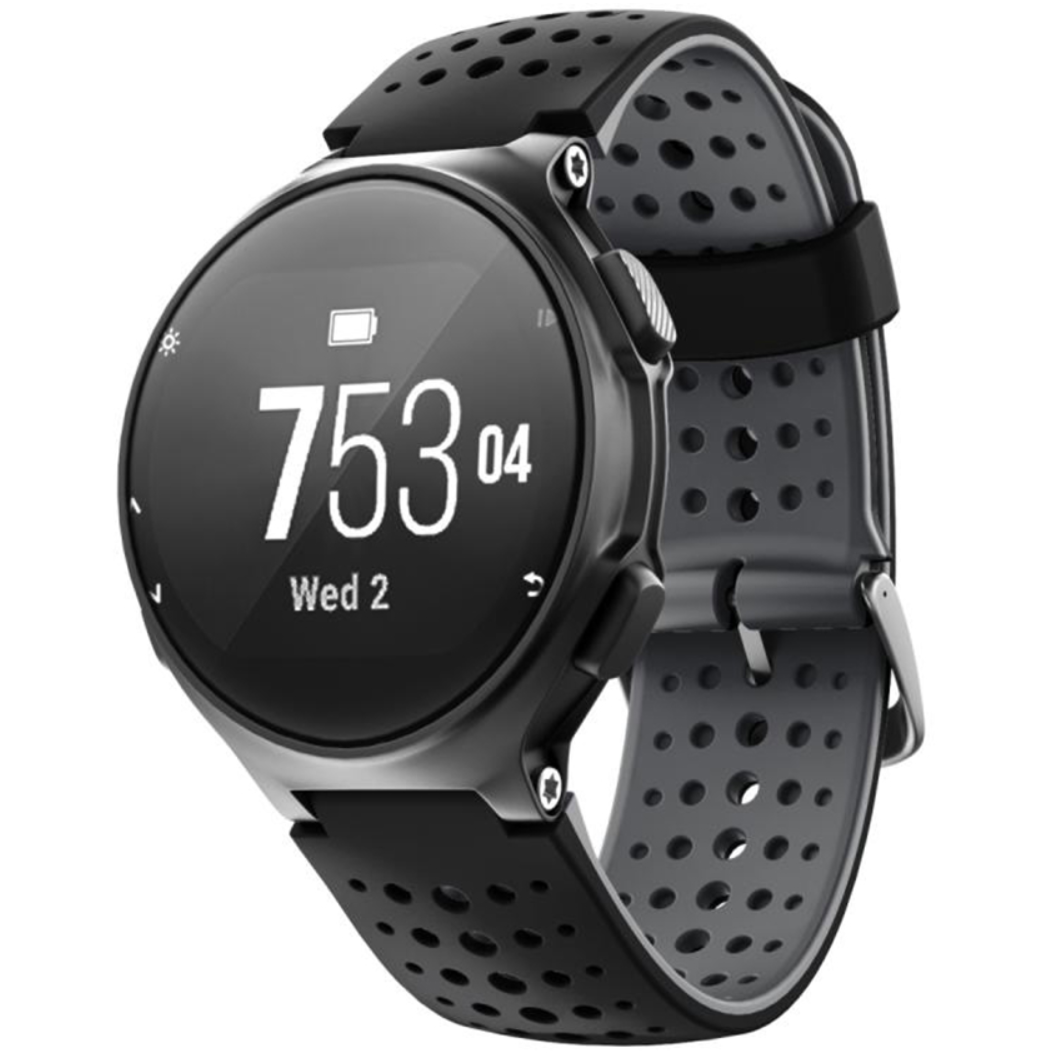 

Ремешок силиконовый для Garmin Forerunner 220/230/235/620/630/735 Черно-Серый