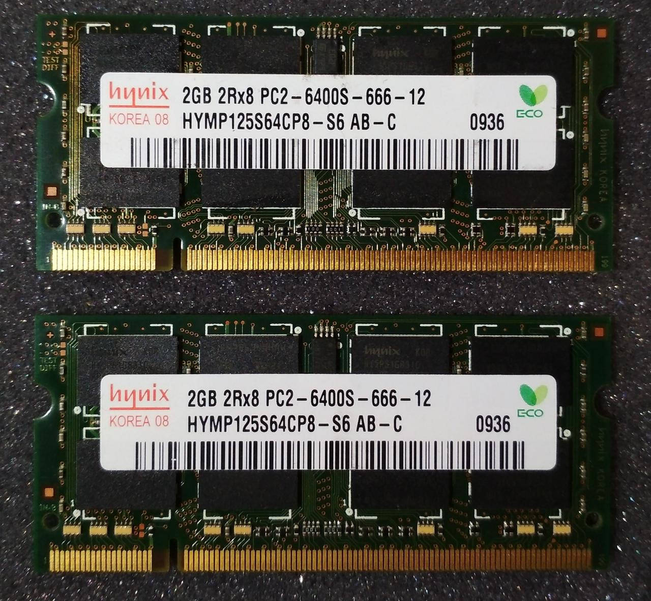 

Для ноутбука 4GB 2x2GB DDR2 800MHz Hynix PC2 6400S 2Rx8 RAM Оперативная память