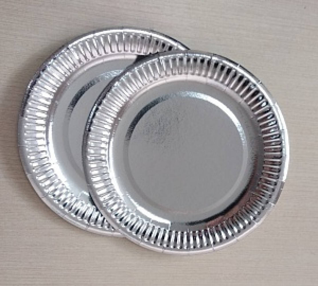 

Тарелка бумажная круглая, 23 см, ламинированная Серебро, 100 шт/уп