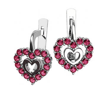 

Серьги серебряные Сердца в Камнях 40713