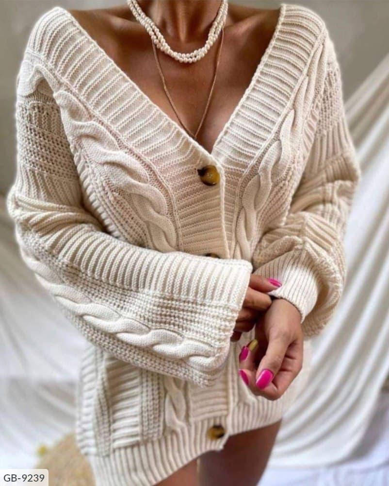 

Женский свитер свободного кроя машинная вязка, на пуговицах, Турция