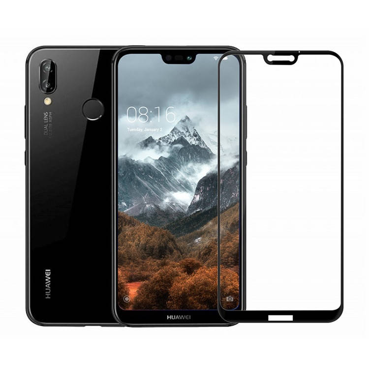 

Защитное стекло 5D для Huawei P20 / EML-L21 Black черное на весь экран, Черный