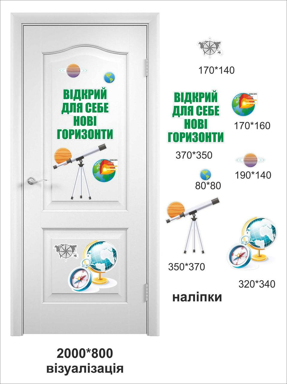 

Наклейки на двері в кабінет географії