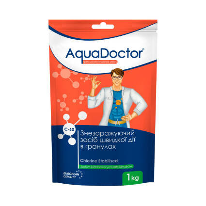 

Шок хлор в гранулах Aquadoctor C60 (1 кг), Аквадоктор, в гранулах 1 кг