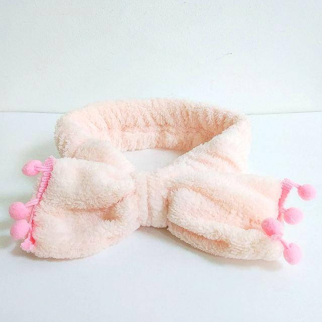 

Косметическая повязка на голову махровая с помпонами LA09-213 Бежевый