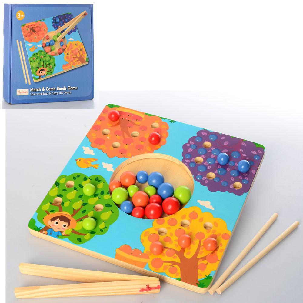 

Деревянная игрушка Игра MD 2449 (24шт) игровое поле, шарики, щипцы, в кор-ке, 24-23-3,5см