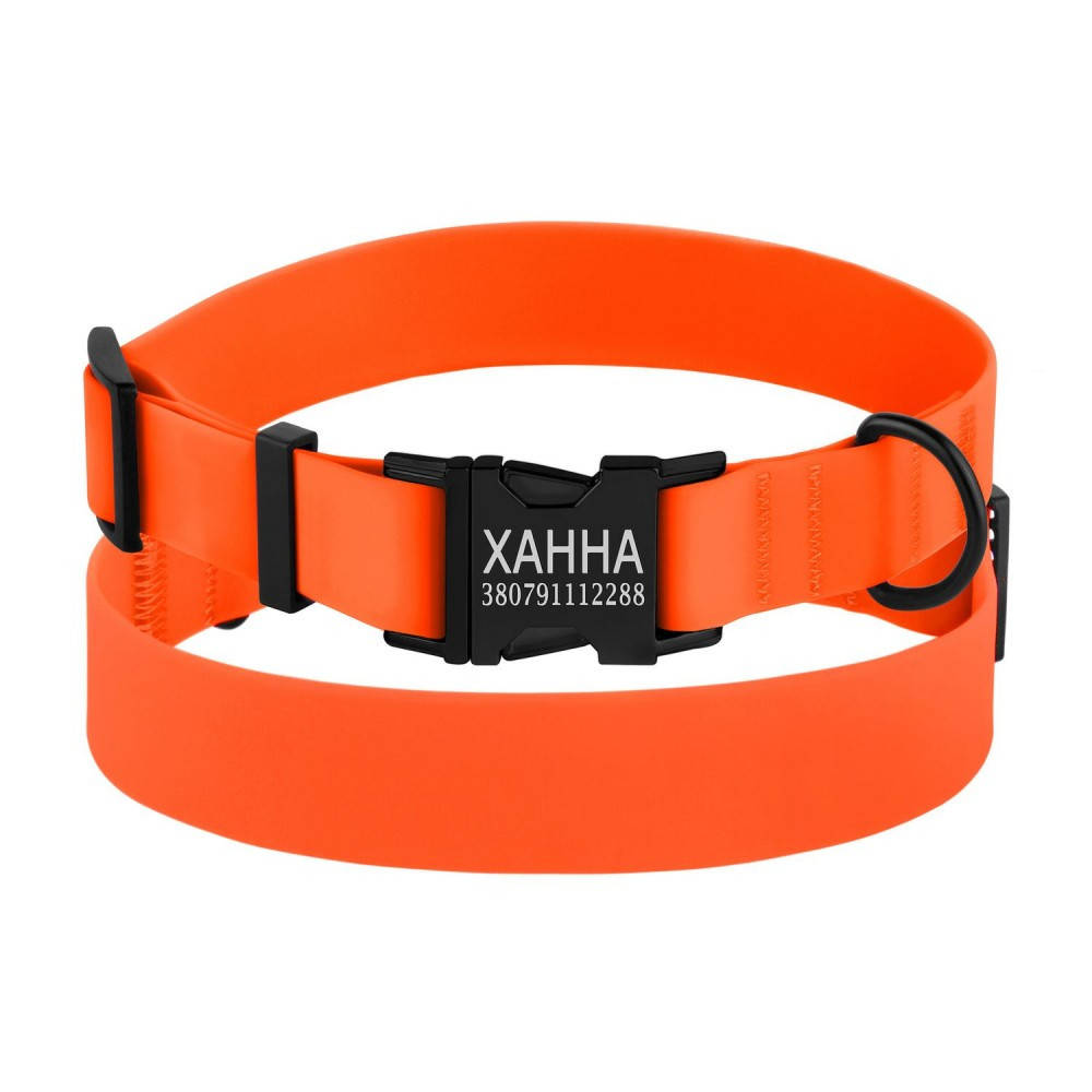 

Ошейник водоотталкивающий, металлическая пряжка, адресник от компании BronzeDog XL, оранжевый