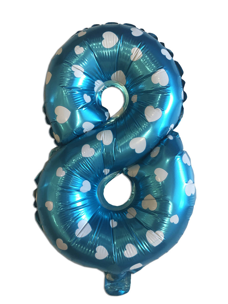 

Фольгированная цифра 8 голубая с сердечками, 35 см, Синий
