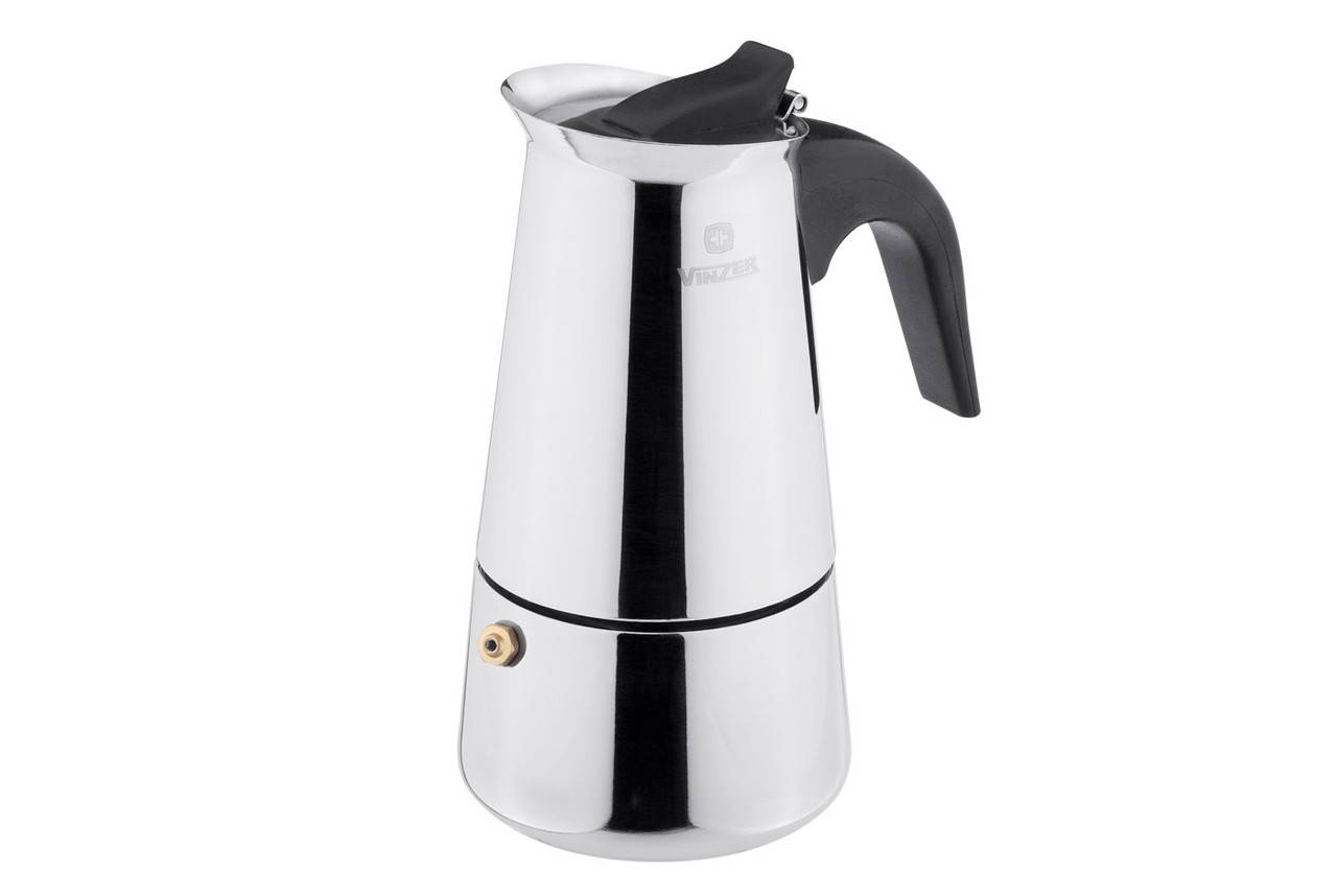 

Кофеварка гейзерная для индукционной плиты Vinzer Moka InoxКофеварка гейзерная нержавейка (89393 Vinzer)