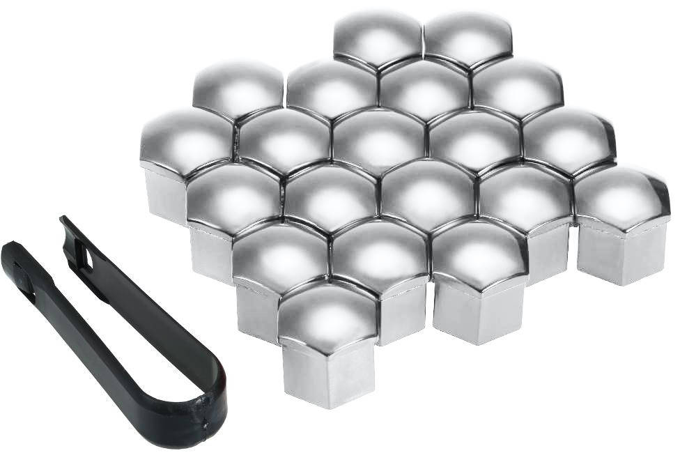 

Колпачки на колесные болты 21 мм (20 шт + съемник) Silver, Красный
