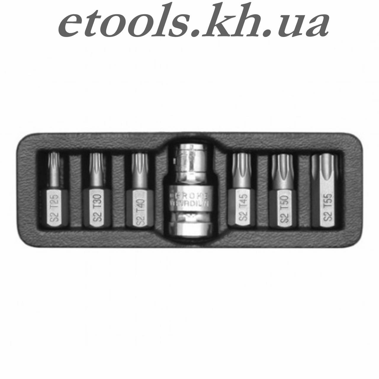 

Набор отверточных бит Torx T25-T55 с переходником 1/2" 7 шт YATO YT-0410