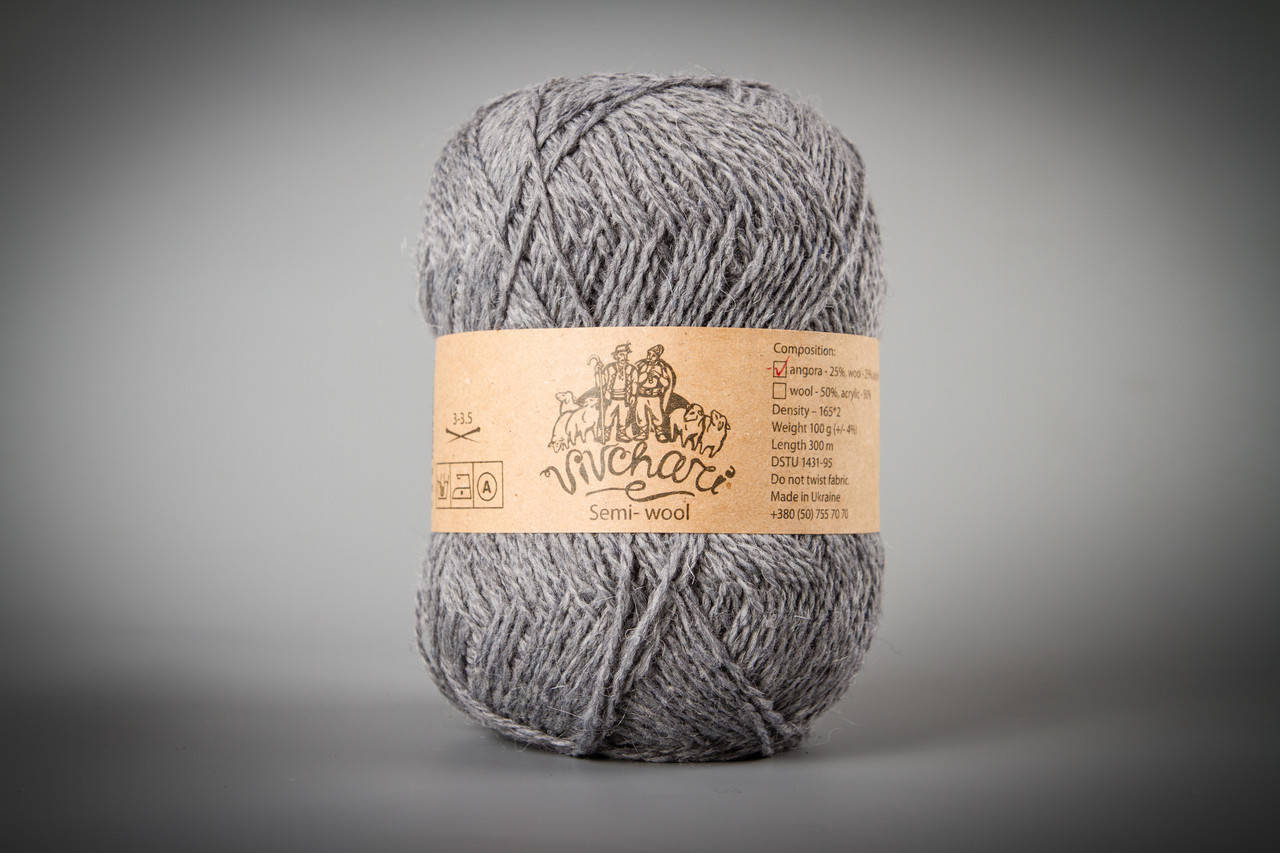 

Пряжа с ангорой Vivchari Semi-Wool Angora, Color No.305 серый натуральный