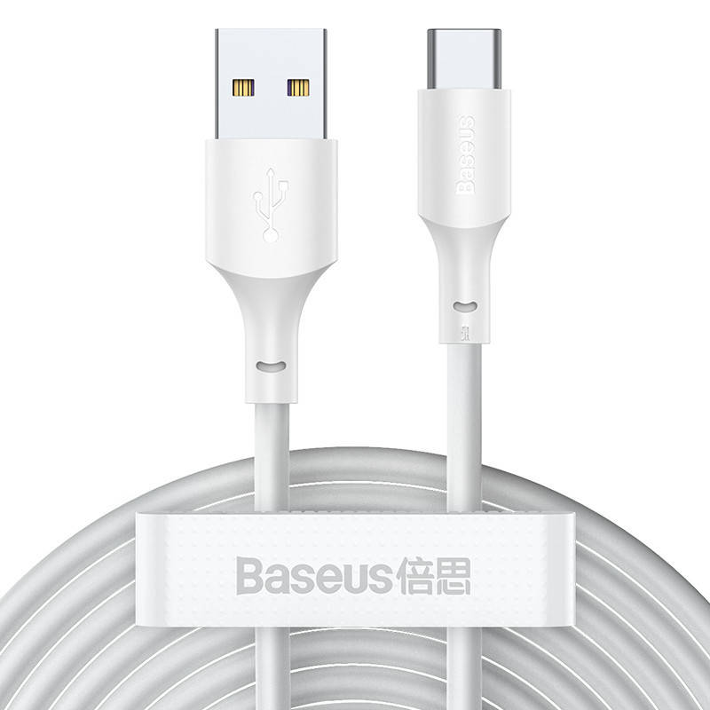 

Кабель Type-C Baseus TZCATZJ-02 Simple Wisdom 1.5 м, 5А, белый, 2 шт