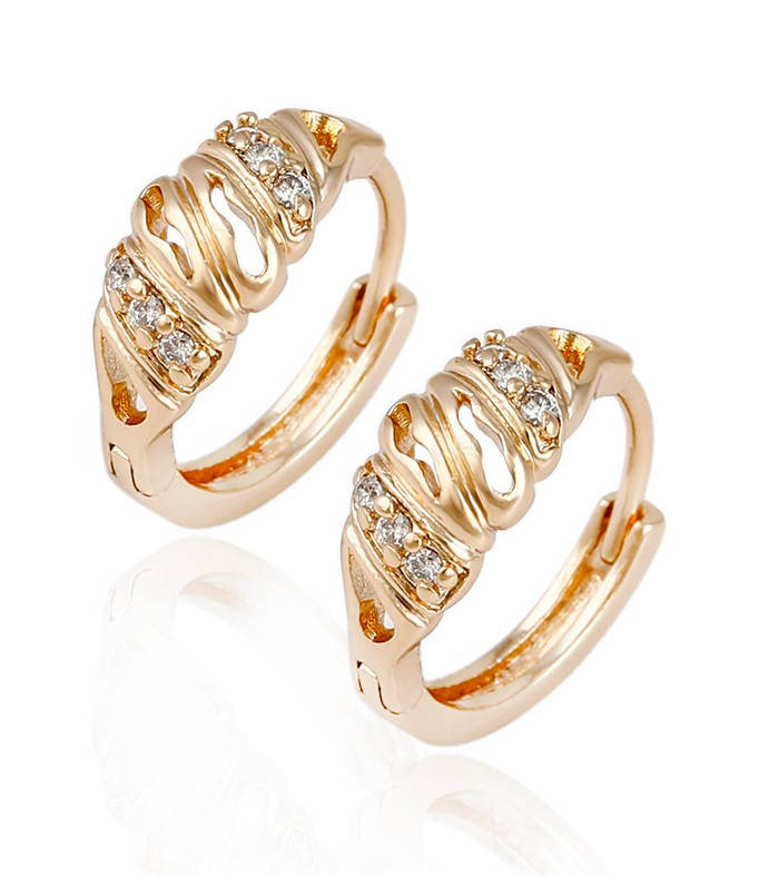

Серьги позолоченные, Фантазия, вставка цирконий, Xuping, 18К