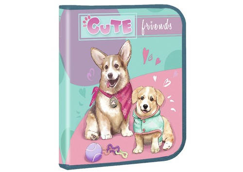 

Папка для зошитів В5 на блискавці картонна Kidis LoveMyCorgi рожево-блакитна