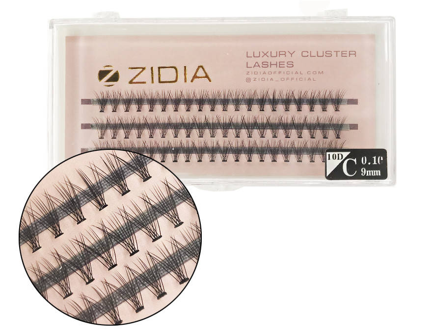 

Вії накладні пучкові Zidia Cluster Lashes 10D C 0.10 (3 лєнти, розмір 9 мм), Черный