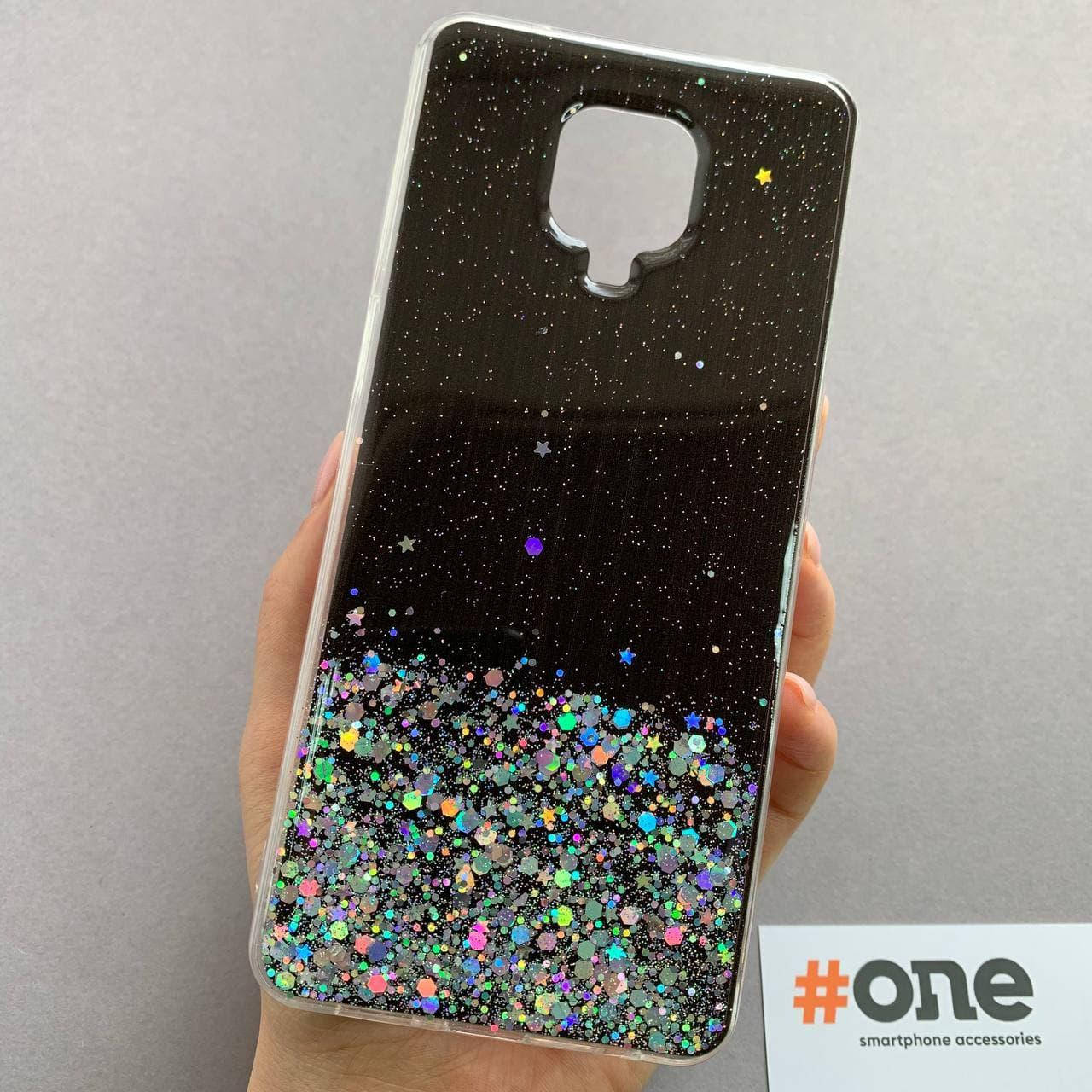 

Чехол для Xiaomi Redmi Note 9 Pro накладка блестящая со звездочками чехол на сяоми нот 9 про черный R5U