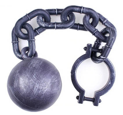 

Декоративные Пластиковые оковы с грузом на ноги для узников. Реквизит для Хэллоуина 21 см! Кандалы