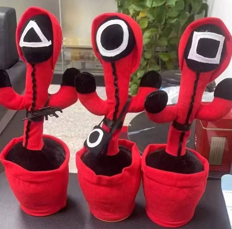 

Игрушка танцующий кактус - "Игра кальмар" Dancing SQUID 120 песен с подсветкой работает от USB, Зелёный