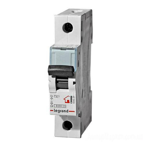 

Автоматический выключатель Legrand TX3 1п 6А С 6кА (404025)