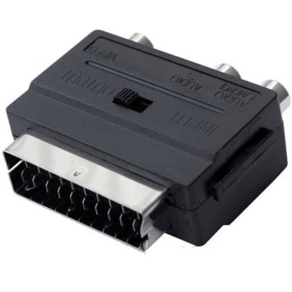 

Переходник шт.Скарт -3гн.RCA с переключателем IN-OUT