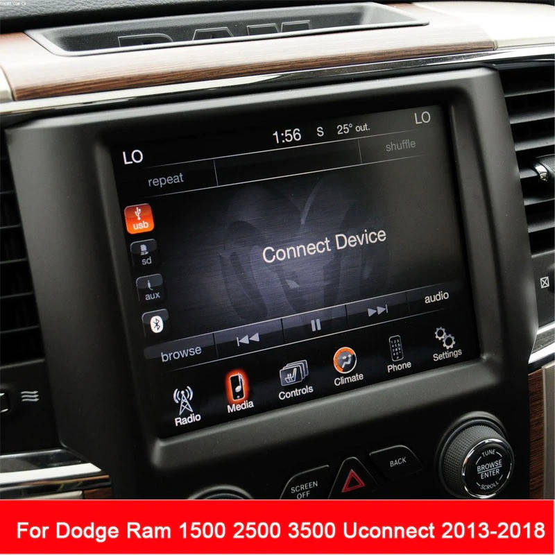 

Защитное стекло для экрана мультимедиа (монитор,панель приборов) Dodge Ram 1500 2500 3500 Uconnect 2013-2018, Черный