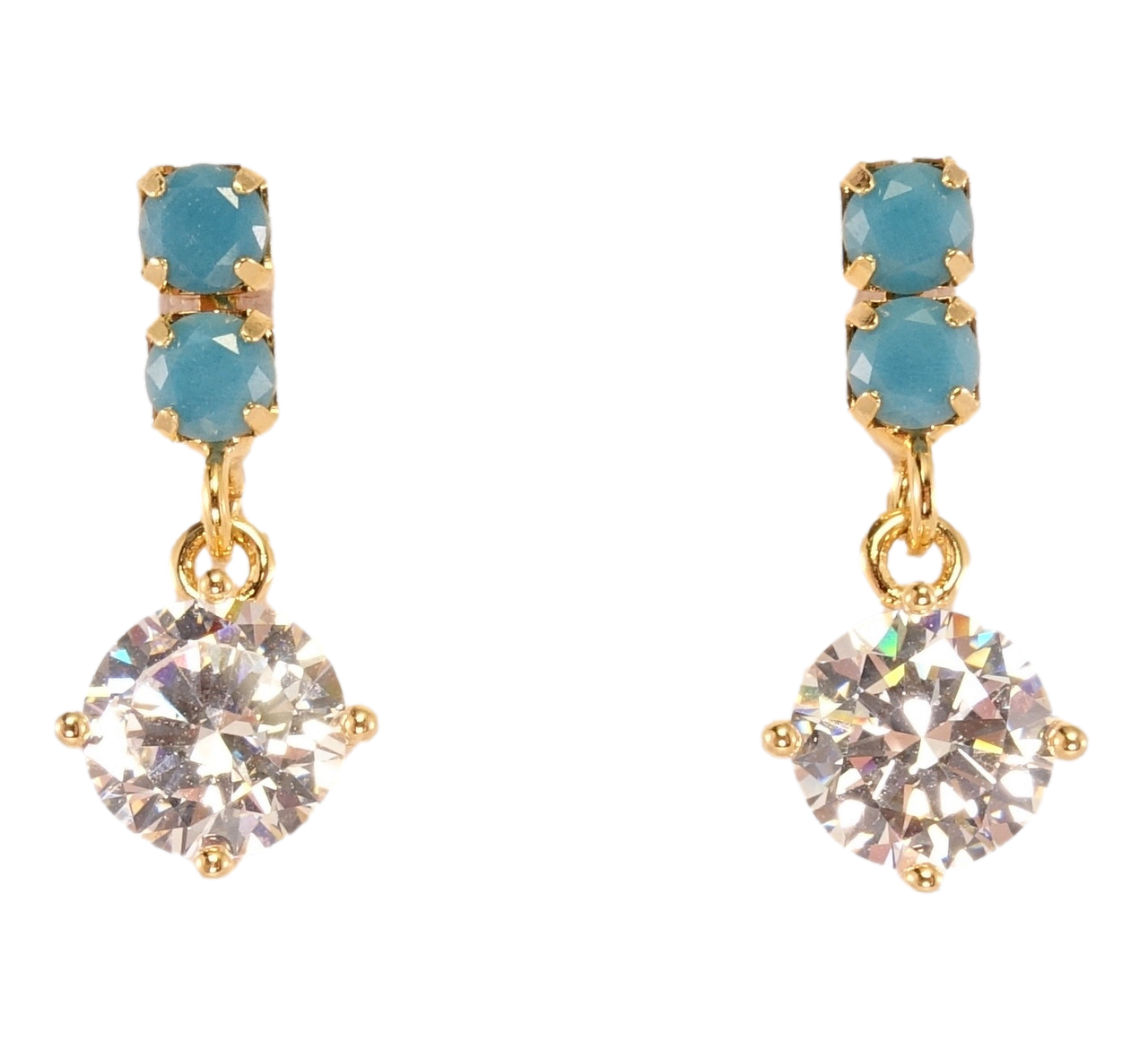 

Серьги Xuping Позолота 18K гвоздики "Миниатюрные голубые дорожки с подвесками круглые кристаллы"