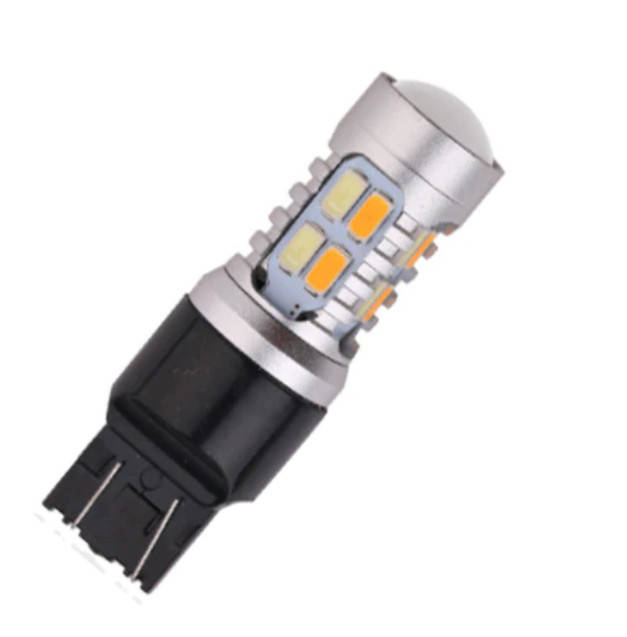 

Желто-белая T20 7443 W21/5W духцвеная автолампа безцокольная