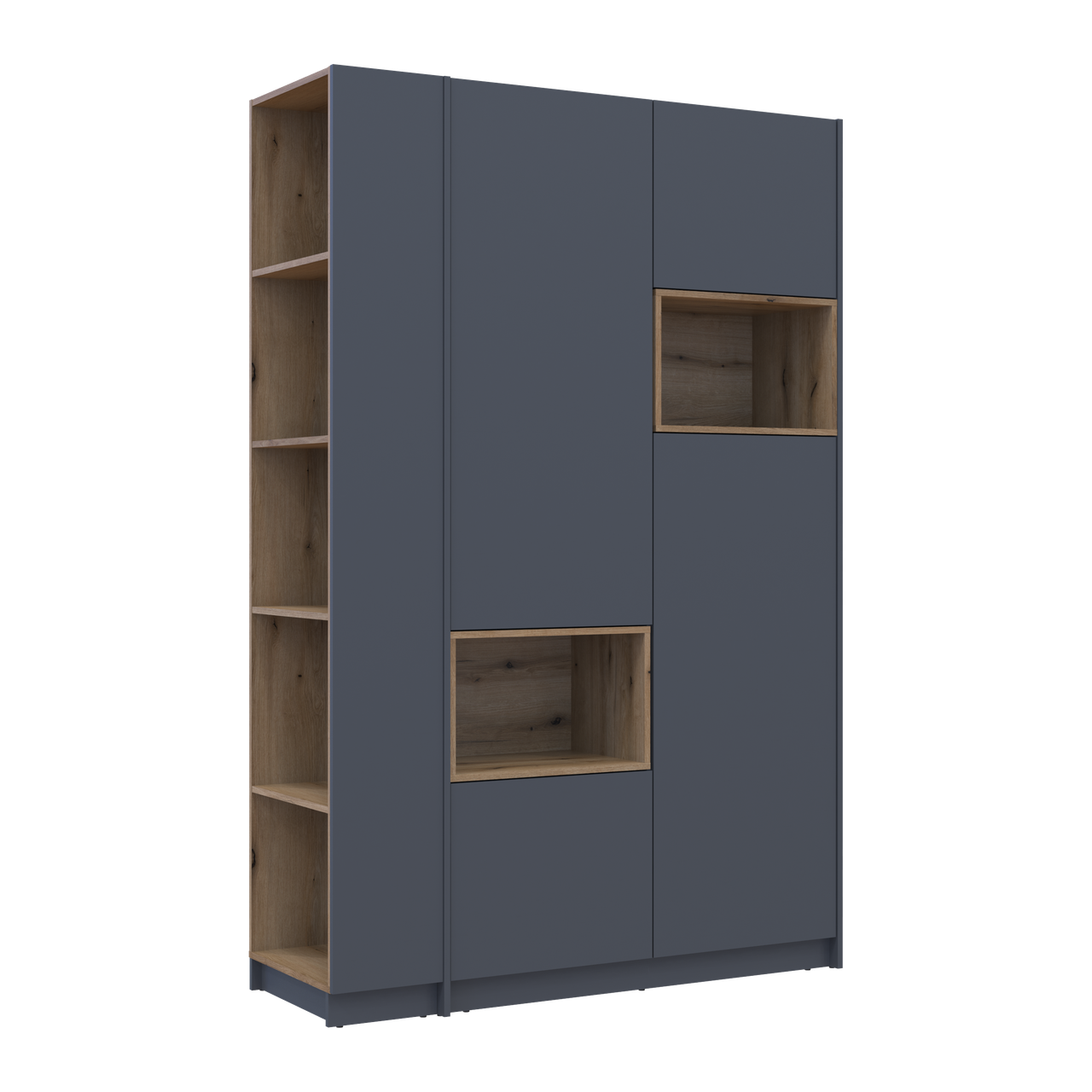 Шафа для одягу з нішею та етажеркою Doros Дейл Графіт/Дуб Евок 2 ДСП 143.2х52х220 (44900335) 5