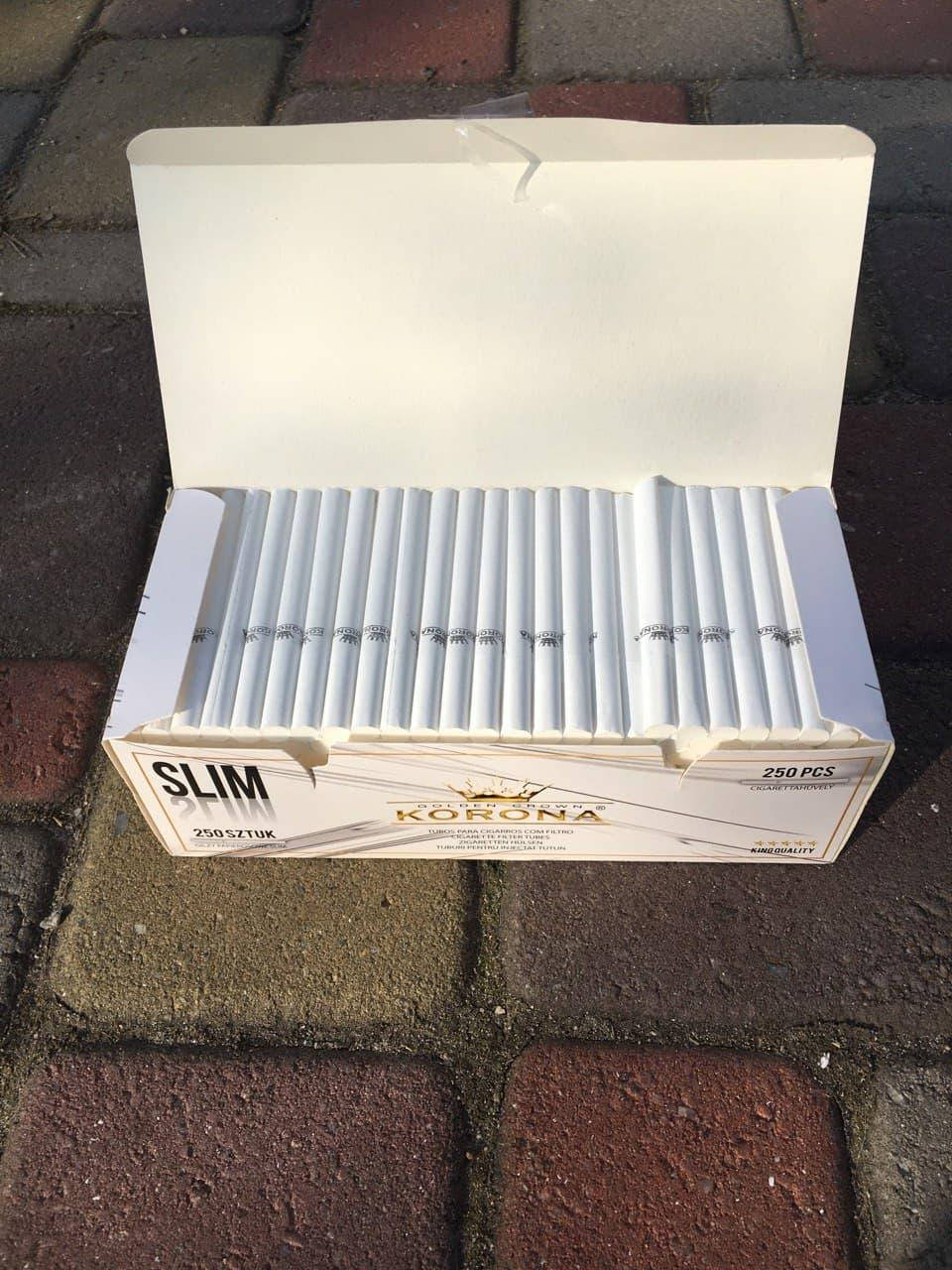 

Slim 6.5мм Сигаретные гильзы "Korona" WHITE (белые) 250шт., Белый