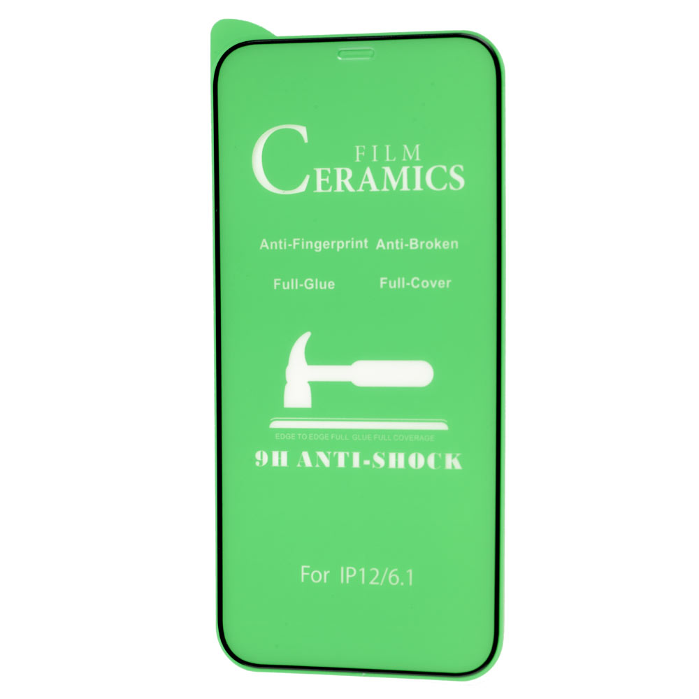 

Защитное противоударное стекло для iPhone 12 / 12 Pro 6.1 Ceramics Anti-shock Glass, Черный