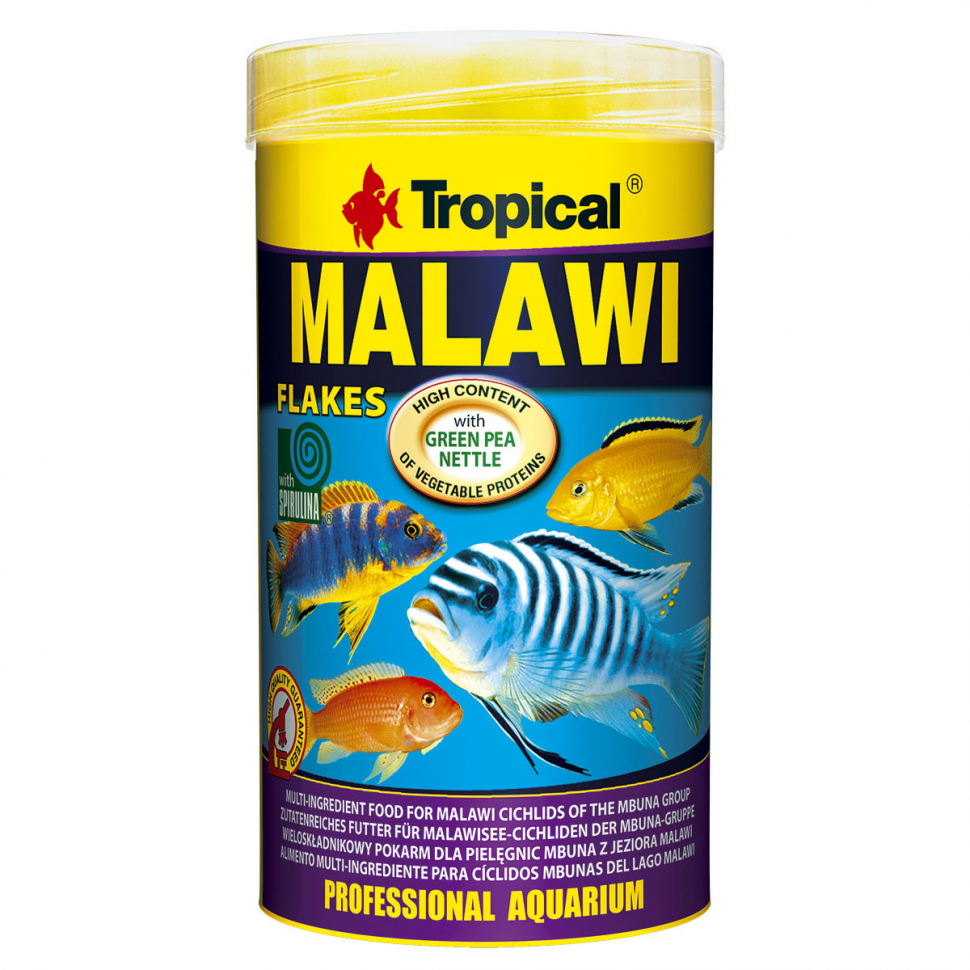 

Корм для аквариумных рыбок цихлид Tropical Malawi в хлопьях 1 л