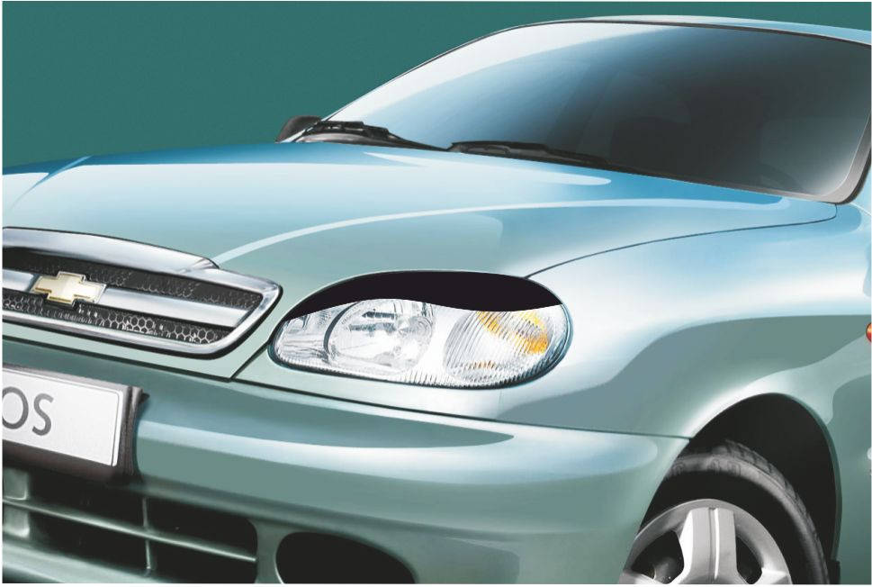 

Реснички на фары Daewoo Lanos Sens (Ланос, сенс), Черный