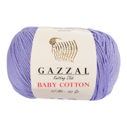 

Пряжа из хлопка Gazzal Baby cotton 3420 лаванда (Газзал Беби Коттон), Белый