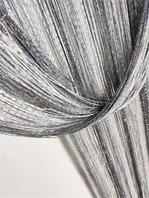 

Шторы нити радуга с люрексом, дождь, кисея 3х3 м (белый, серый, графитовый), Разные цвета