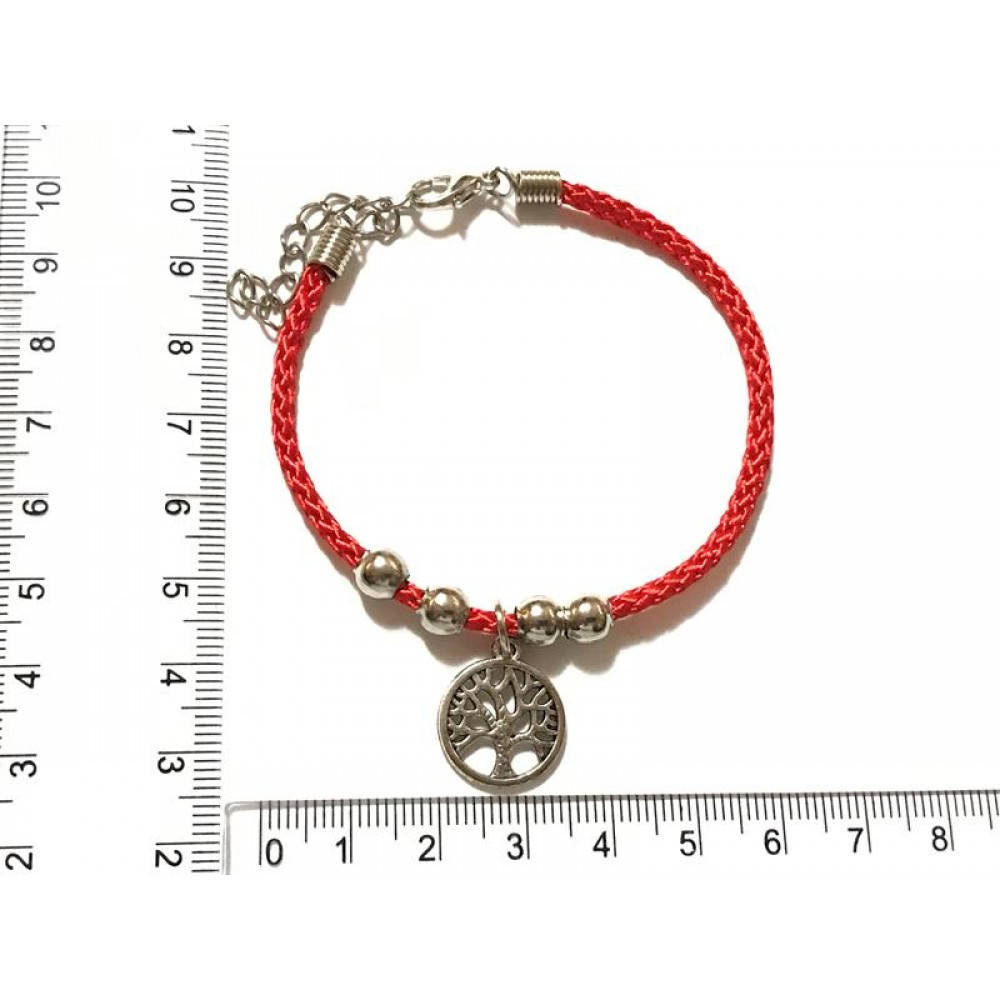

Браслет Красная нить с подвеской Древо рода, браслет обереговый