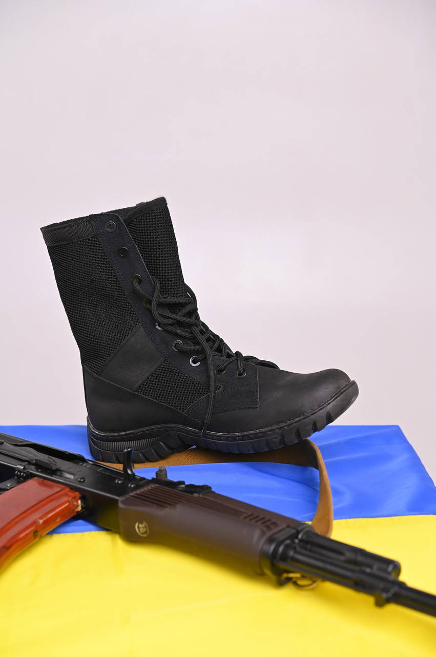 

Берцы облегчённые сетка кожаные, Черный
