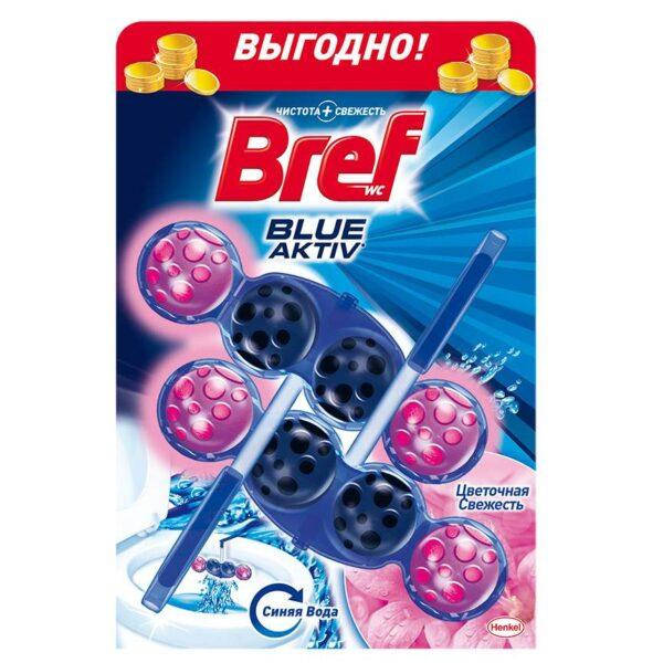 

Очищающий блок для туалета бреф Bref Blue Aktiv Цветочная свежесть, 2*50 г