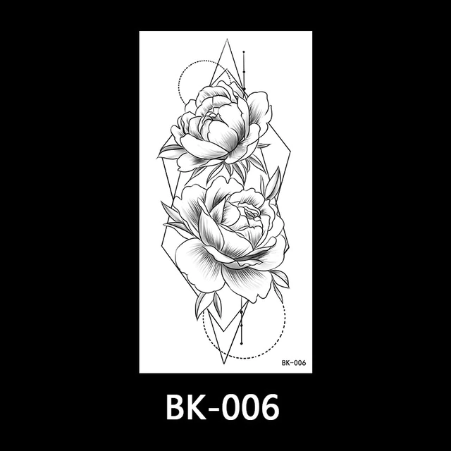 

Флеш тату. 19*10 см. Переводные. Временная татуировка. Цветы и Бабочки, Ч/Б. Средний (15-19 см) Минимализм,