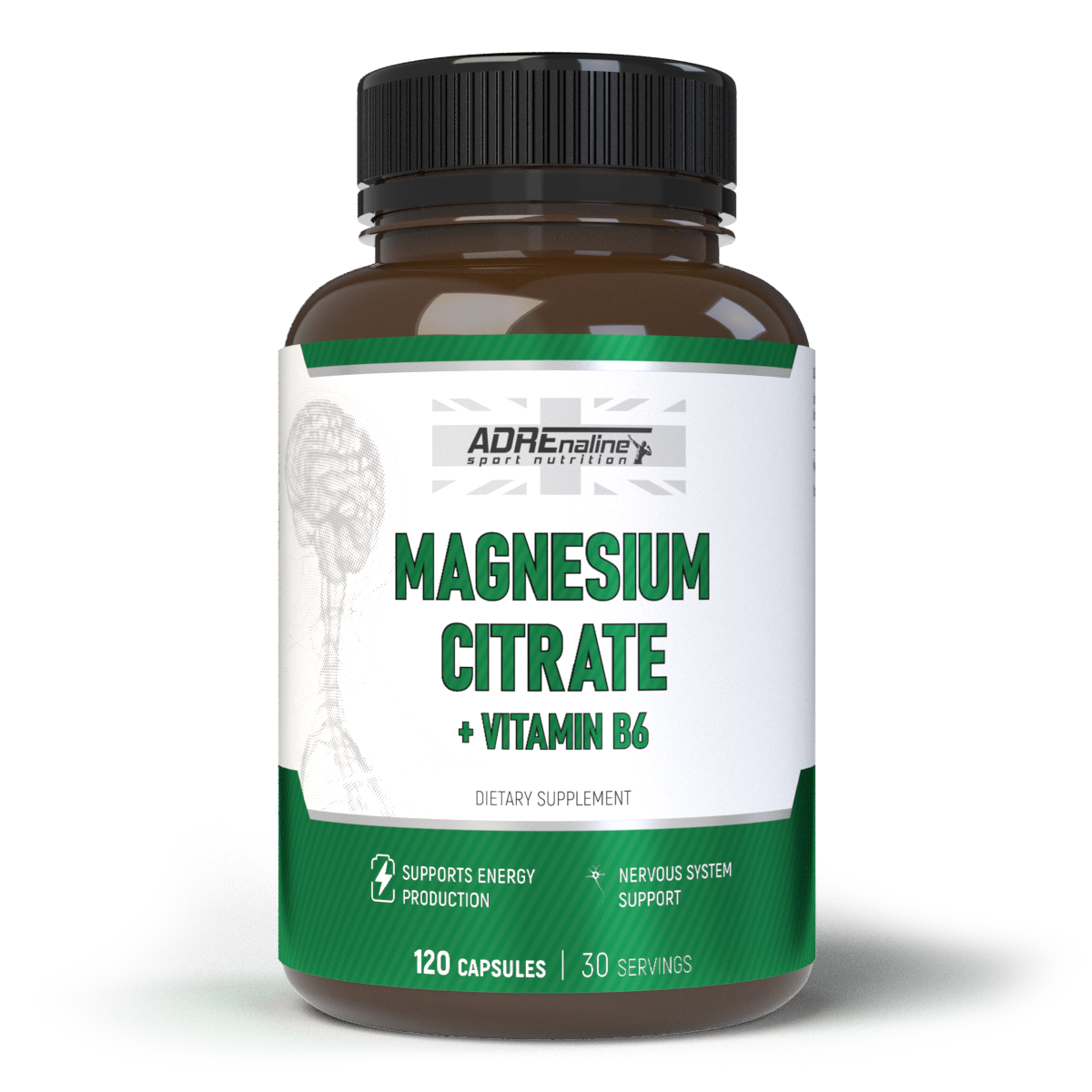 

Минералы - Магний - Adrenaline Sport Nutrition Magnesium Citrate + B6 / 120 capsules