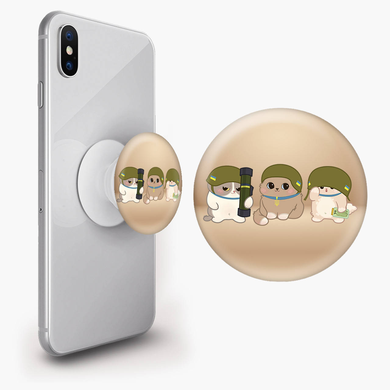 

Попсокет (Popsockets) держатель для смартфона ВСУ котики (8754-3739), Белый