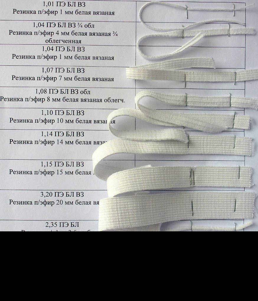 

Резинка плоская 8 мм вязаная черная, цветная 100 м