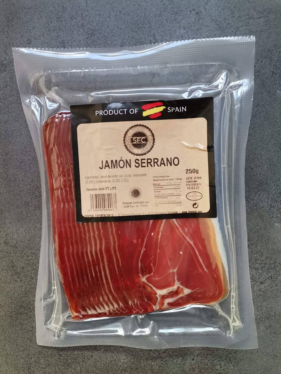 

Хамон "JAMON SERRANO" 100 гр.