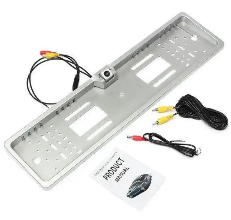 

Камера заднего вида рамка 4LED Silver с подсветкой номера, Номерная рамка с камерой