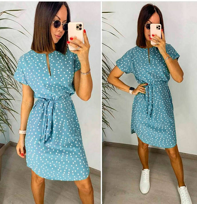 

Легкое платье в горошек "Victoria" 42-44, Голубой