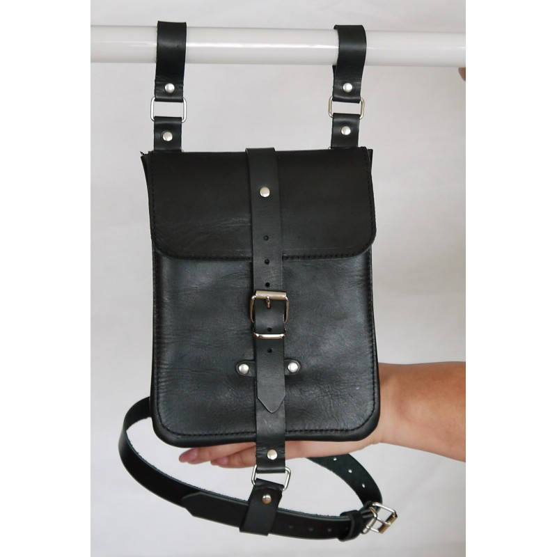 

Сумка кожаная женская на ногу Scappa черная Ting bag, Черный