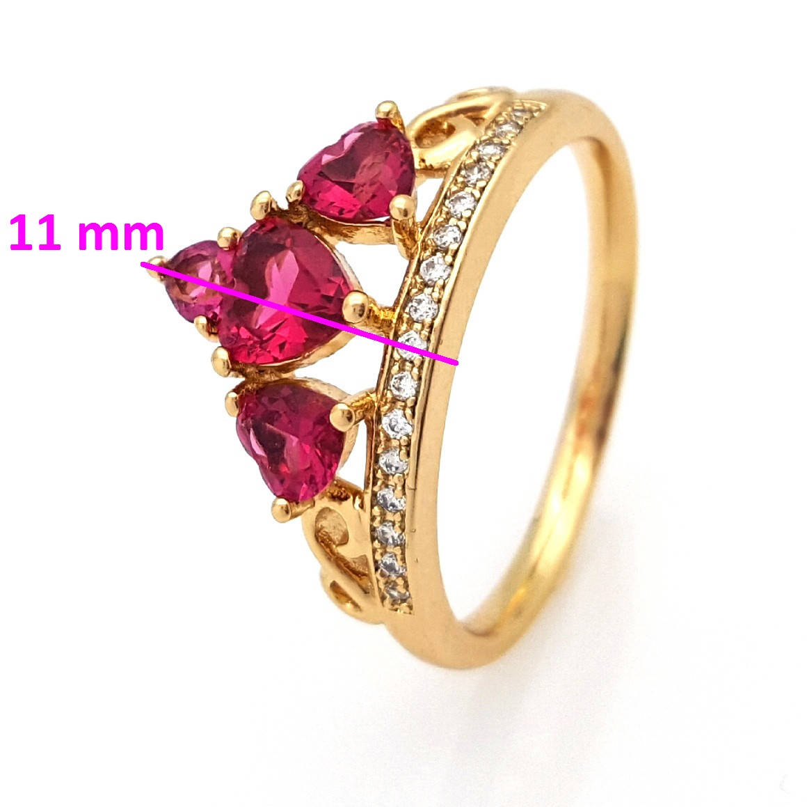 

Кольцо позолоченное, Корона с малиновым цирконием, p. 17, р. 18, р. 19, р. 19,5 р. 20,5, медзолото 18К