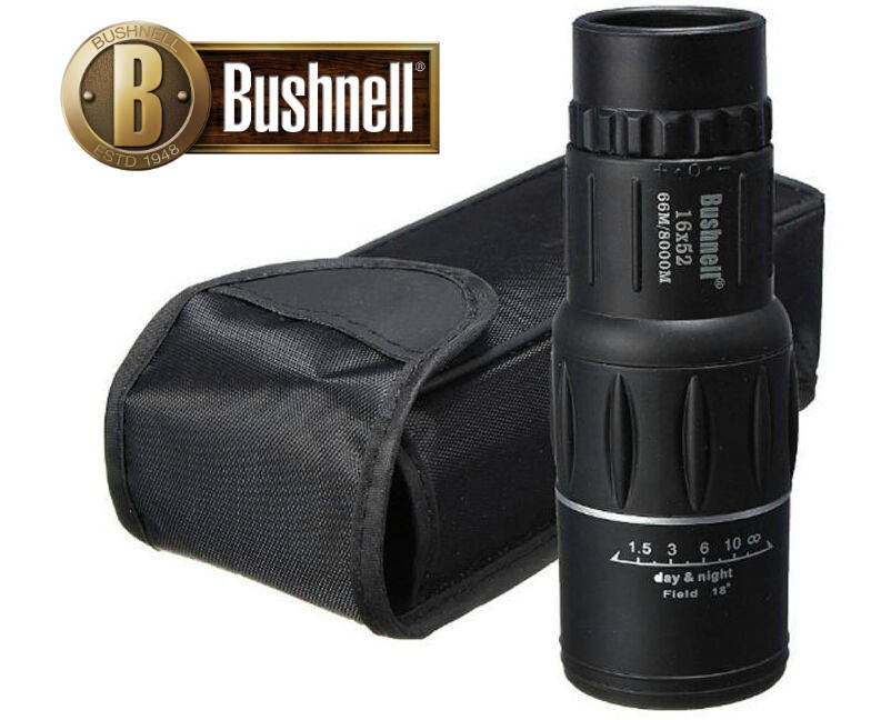 

Качественный Монокуляр BUSHNELL 16x52 Увеличение - 16x + чехол + салфетка для линз,ТС, Черный