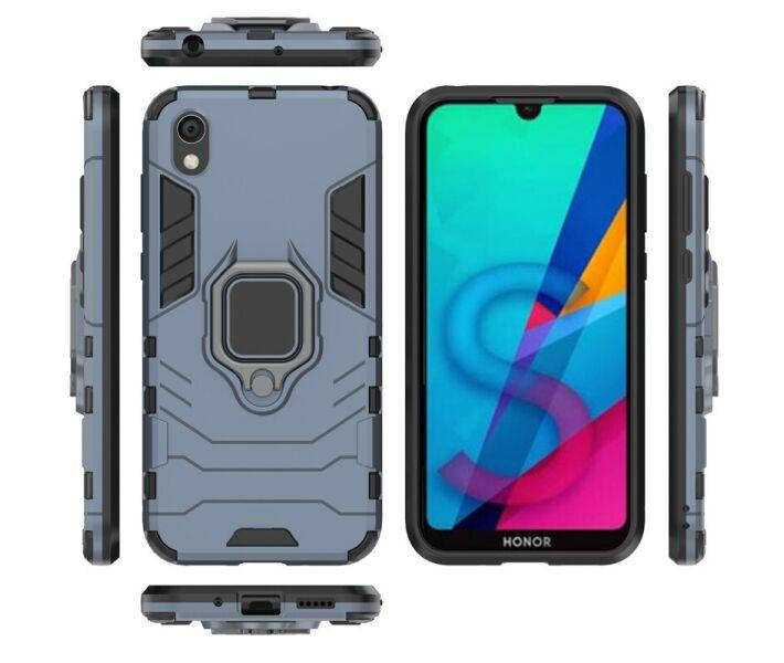 

Бронированный чехол для Huawei Y5 2019 / Honor 8s с кольцом Navy Blue, Серо-голубой