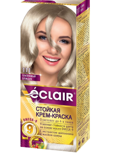 

Краска для волос Éclair с маслом "OMEGA 9" 111 Платиновый блондин